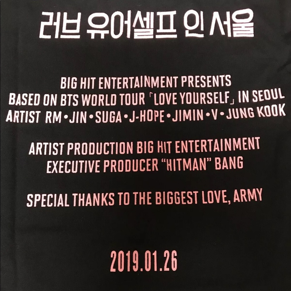 Rare BTS World Tour LOVE YOURSELF IN SEOUL T shirt Official 2019.01.26 - Picture 4 of 6